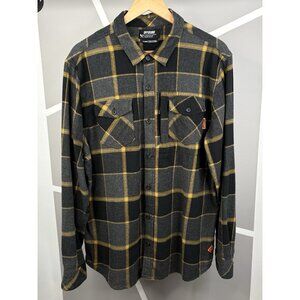 Off The Grid Destroyer Flannel Shirt Men’s XL Castlerock Grey Yellow Long Sleeve